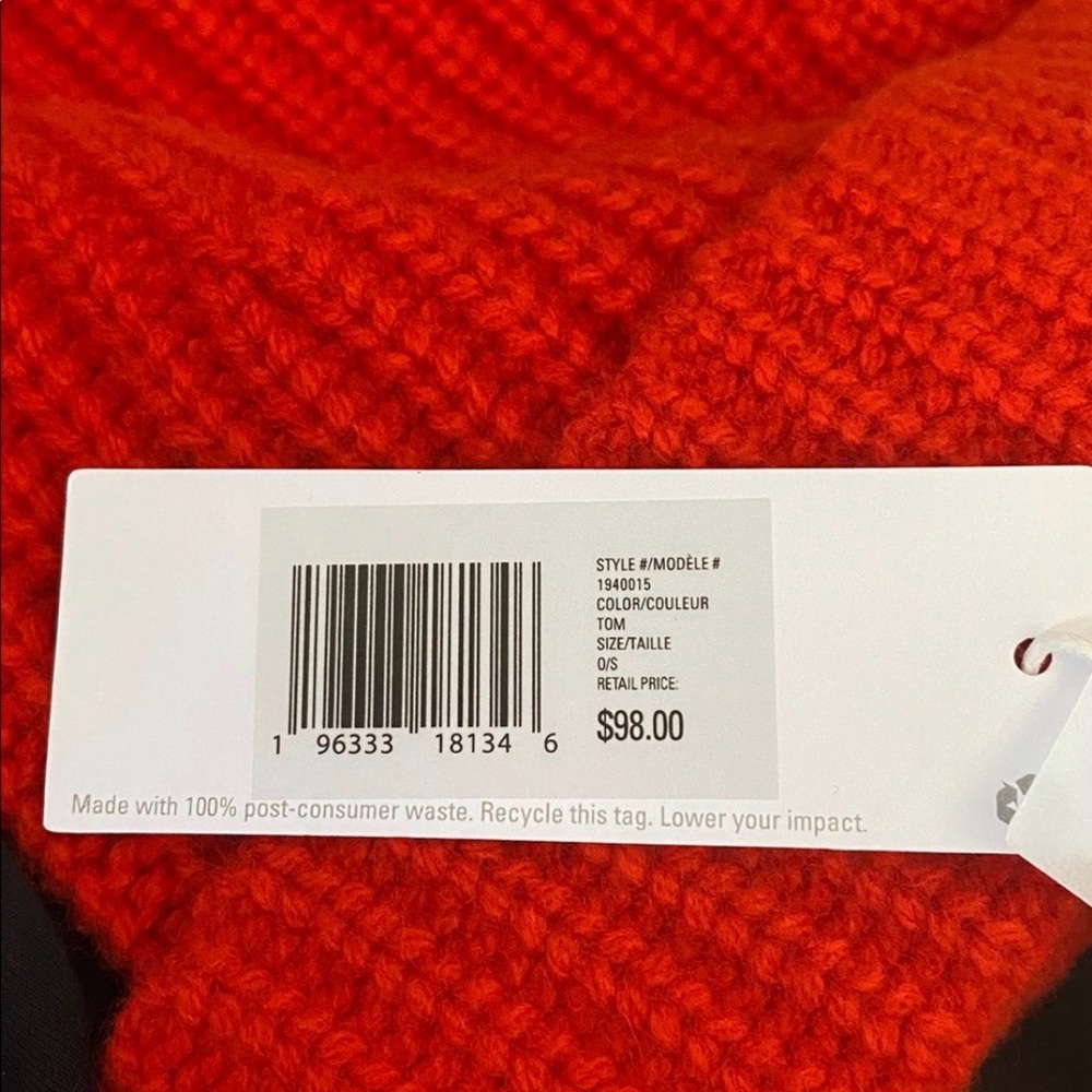 New With Tag Outerknown Wool cashmere tomato 🍅 color Beanie OS - Picture 5 of 5